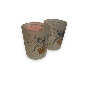 Vintage Frosted Goose Duck Twin Shot Glasses Made In Taiwan Numbered #11 & #19